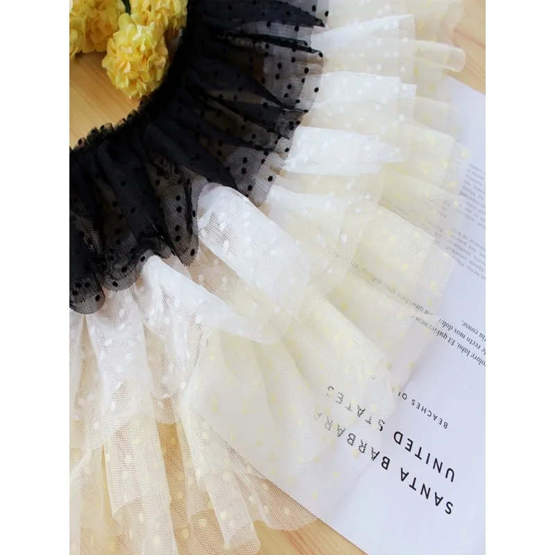 Tulle Frilled Mesh 3D Pleated Fabric, Lace Embroidery, Fringed Ribbon, Ruffle Trim, Dress Collar Applique, DIY Sewing Decor