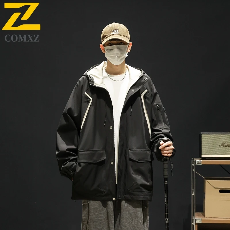 

Мужская повседневная куртка 2024, весна и осень, новая ветрозащитная водонепроницаемая дышащая куртка с капюшоном, уличная ветровка для кемпинга и пешего туризма