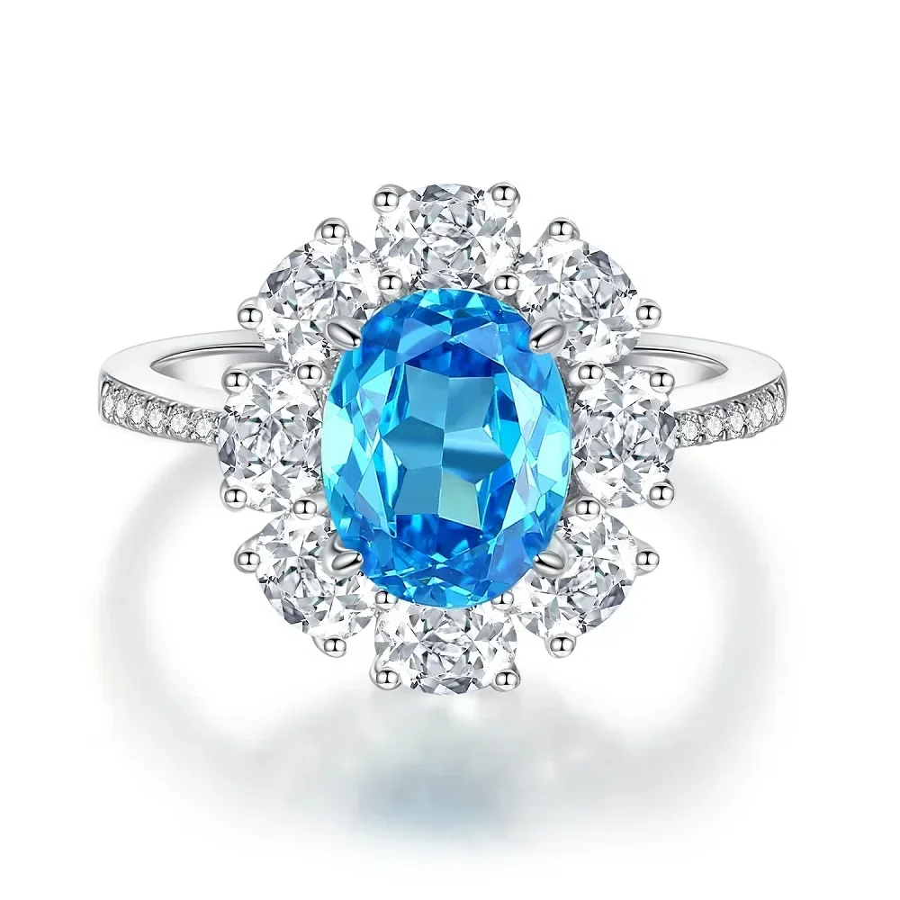 

GoldAether Luxury Solid Platinum PT950 Women's Diamond Ring Ruby Full Diamond Egg Pigeon Egg Moissanite Diamond Ring