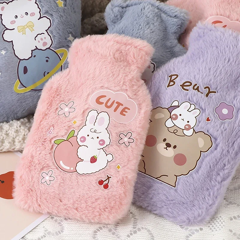 250ML Cute Hot Water Bottle Bag Girls Plush Shoulder Hand Warmer Heat Pack Cute Warm Water Bag Hand Warmer Hot Water Bottle Bag