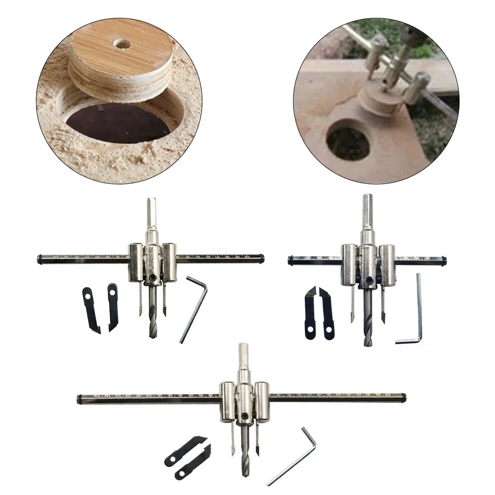 1set di punte da trapano per il taglio del foro del cerchio regolabile tipo di aeromobile Kit di taglio per sega per fori di perforazione in