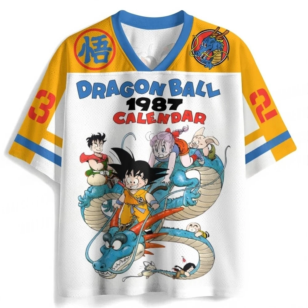 Klassisches Dragon Ball Retro Rugby Trikot Wukong Göttlicher Drache Multi-Charakter 1987 Nostalgisches Kinder-Mesh-Kurzarmtrikot – Detail 4