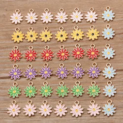 20Pcs 8Color 10x13MM Alloy Metal Drop Oil Colorblock Daisies Charm Flower Plant Pendant For DIY Bracelet Necklace Jewelry Making