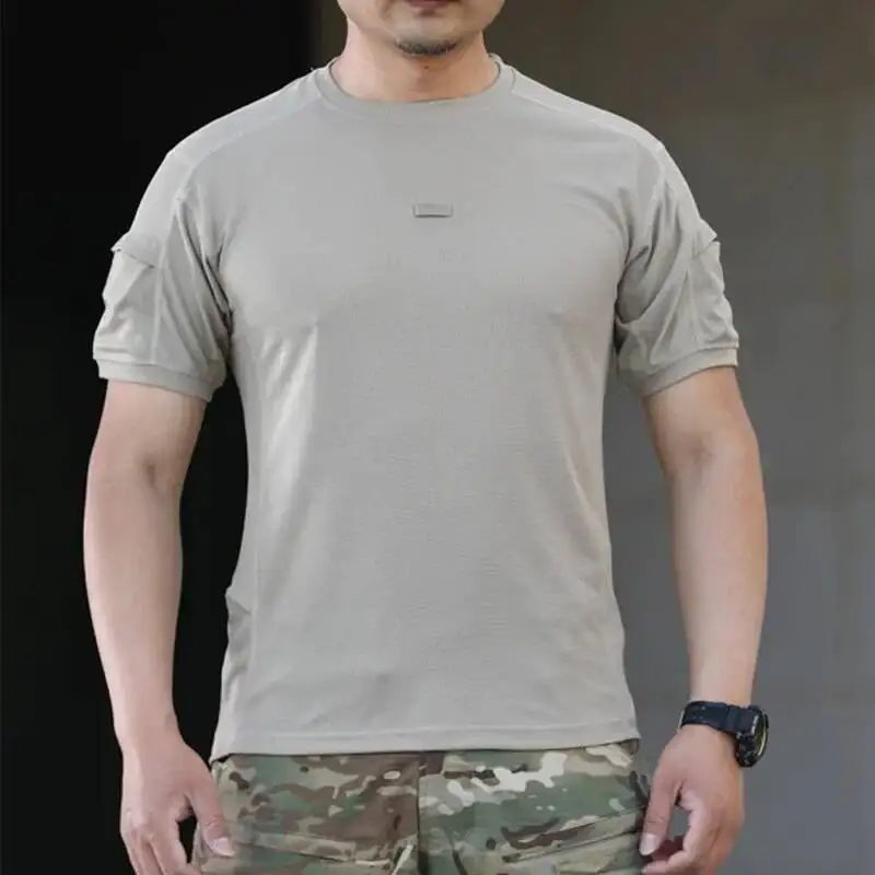 

Летняя мужская быстросохнущая тактическая футболка с коротким рукавом, мужская уличная легкая дышащая футболка, тренировочная футболка Fiess XL