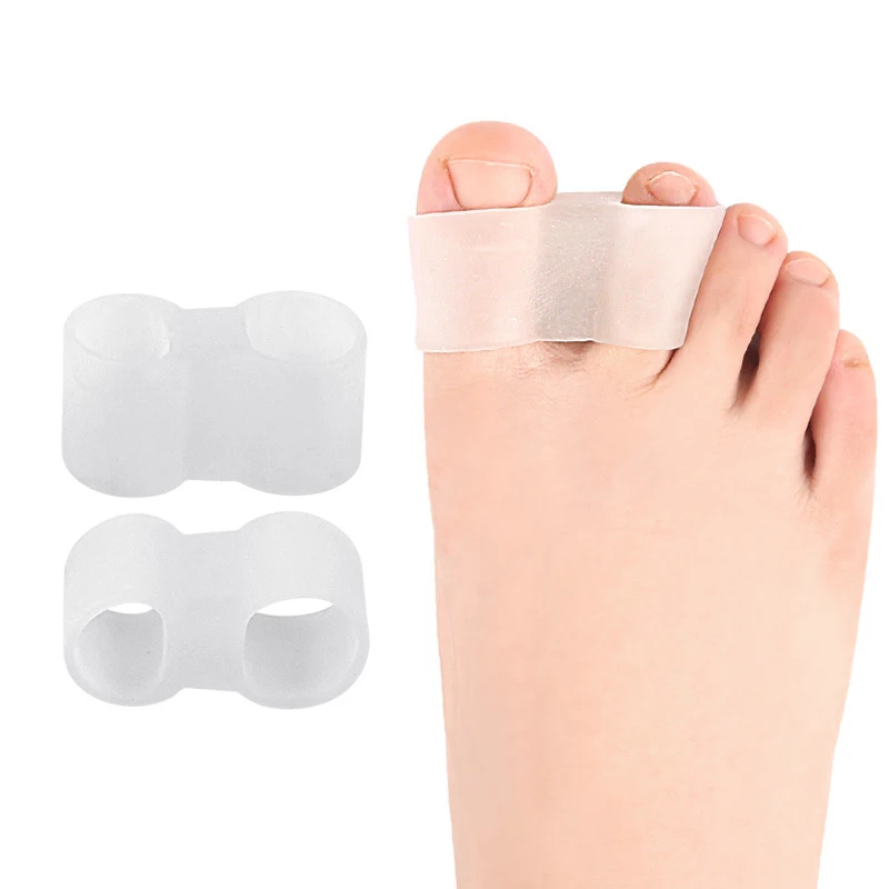 

2PCS Soft Silicone Toes Separators for Bunion Relief Double-Hole Invisible Toes Sleeves for Overlapping Toes Wearable with Shoes
