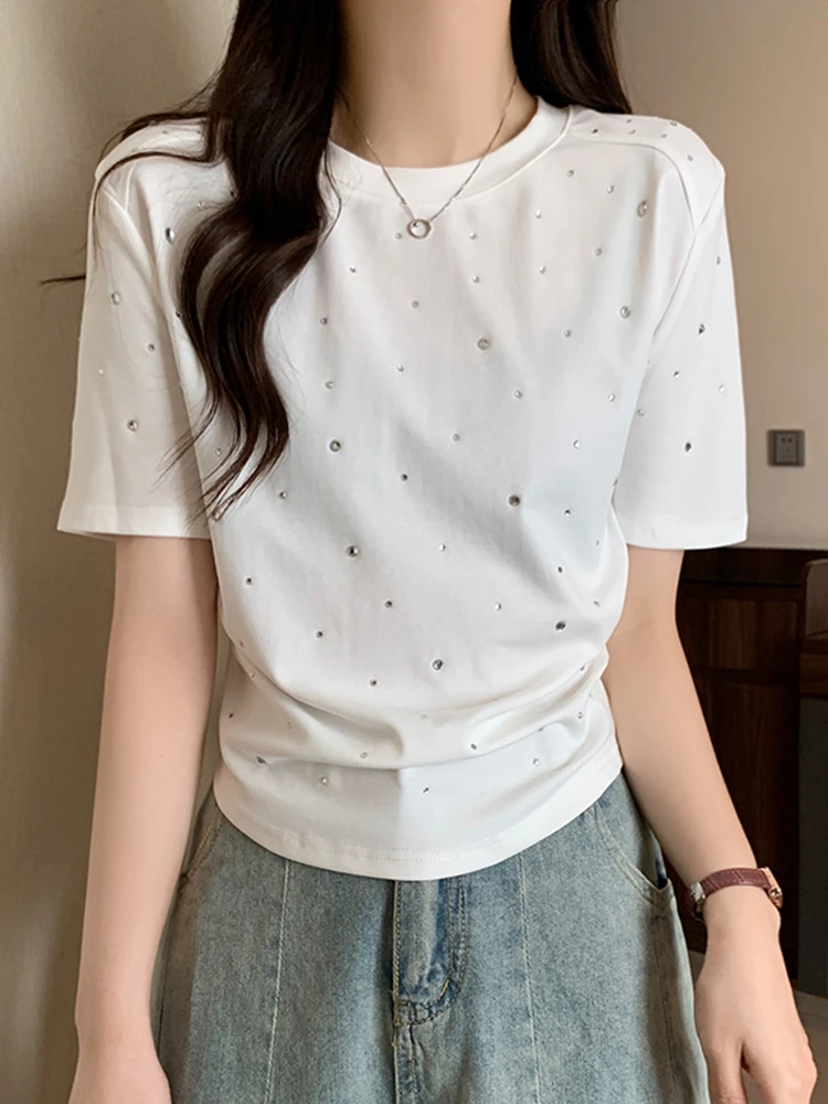 2023 Summer Cotton Women Crop Tops  T-shirt Short sleeve T shirt Short Sleeve clothing t shirts Tops Tee Women\'s clothing