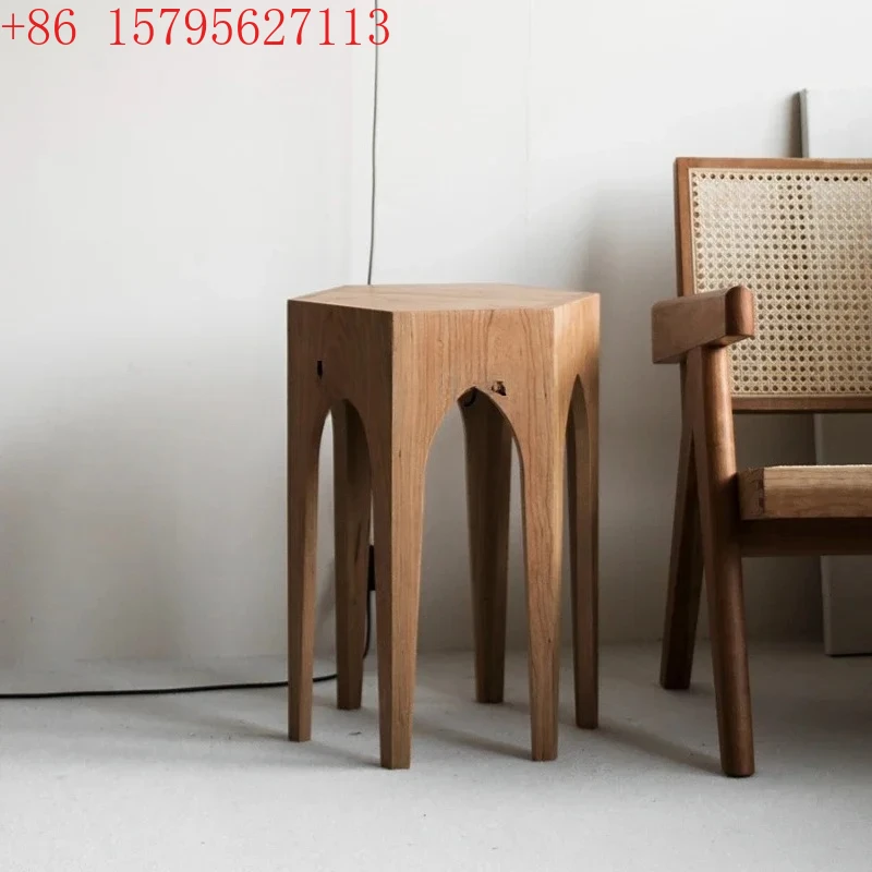

02 Arch Side Table Hexagonal Polygon Solid Wood Corner Table Nordic Retro