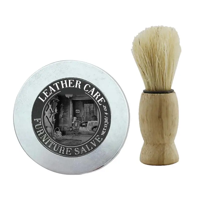 Leather Salve And Brush Leather & Furniture Salve With Brush Restores And Polishes Couches Wood Surfaces Complete Care Bundle