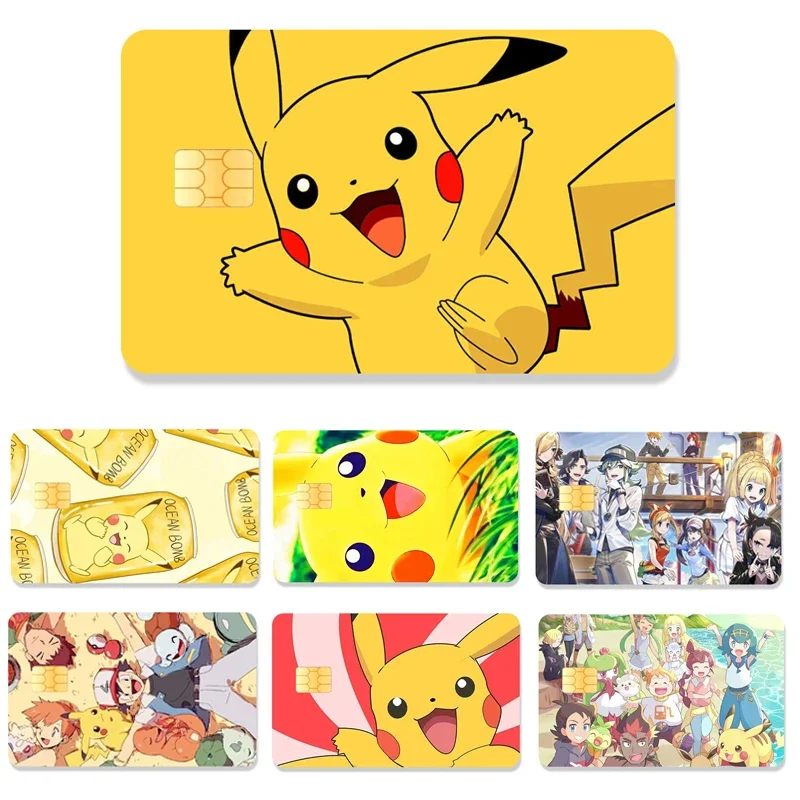 Cartoon Pokemon Anime Credit Card Stickers Debit Bank Card Protective Film Cover Sticker Big and Small Chip Sticker