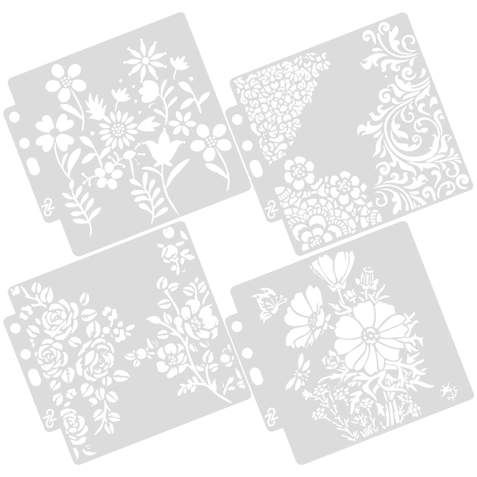 4 Pcs Hollow Out Template Hollow-out Painting Stencil Stencils for Canvas Drawing on Wood Flower Wall