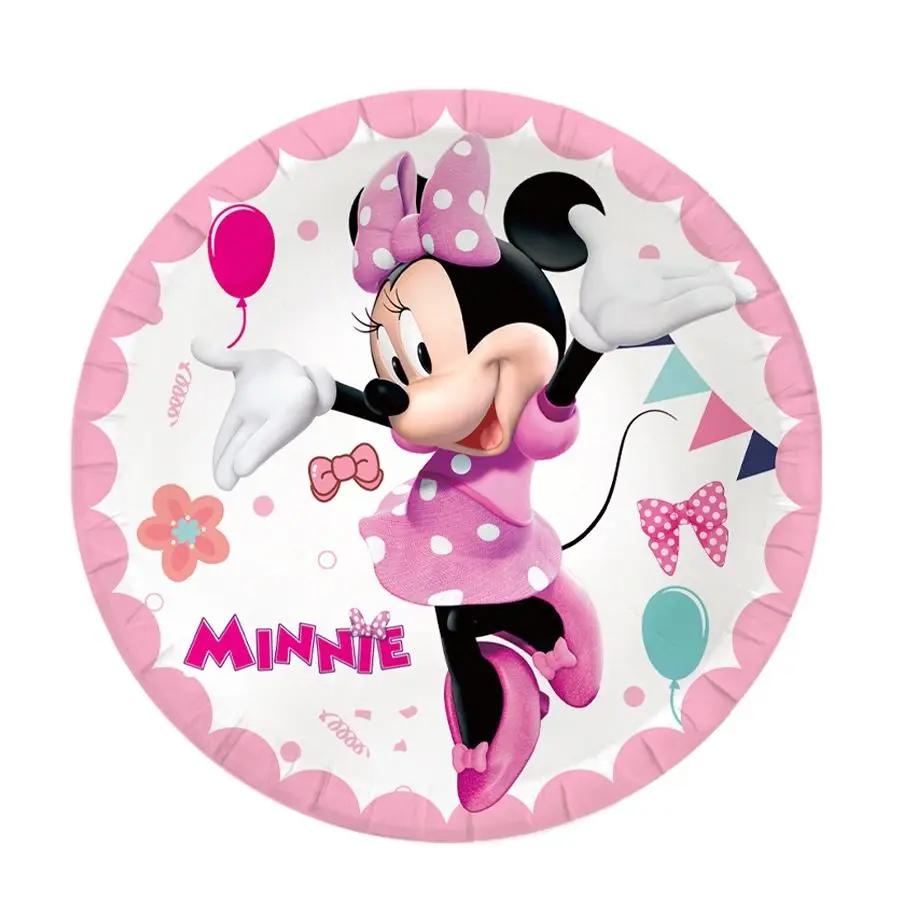 Minnie Bữa Tiệc Sinh Nhật Con Trang Trí Cô Gái Dùng Một Lần Bộ Đồ Ăn Balloon Ly Tấm Khăn Trải Bàn Bóng Bé Tắm Bên Suppl