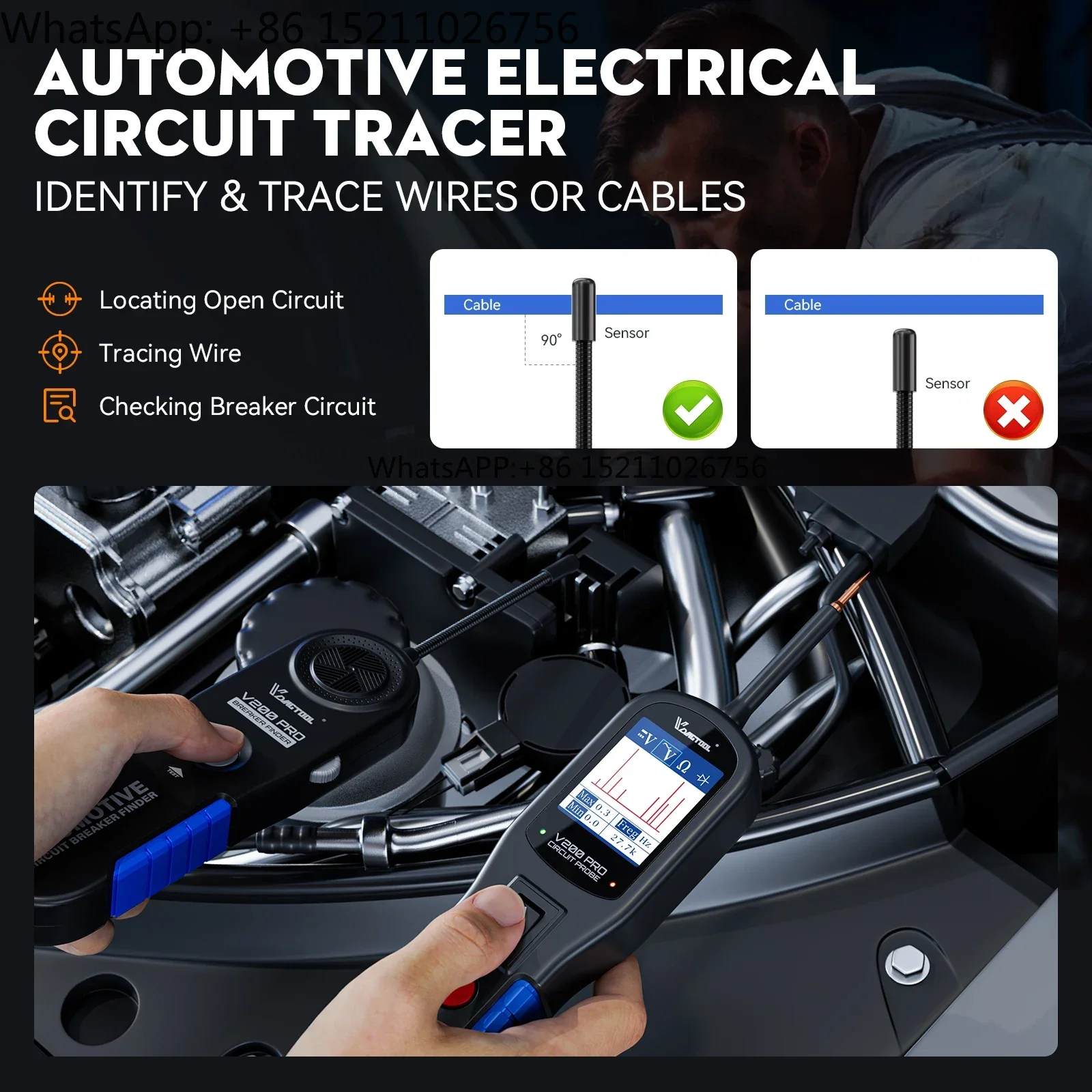 VDIAGTOOL V200 pro automobilové energie obvodový sonda tester jistič vyhledávač nářadí 12/24V střídavého stejnosměrný elektrické napětí přívěs elektromagnetické relé tavná pojistka test