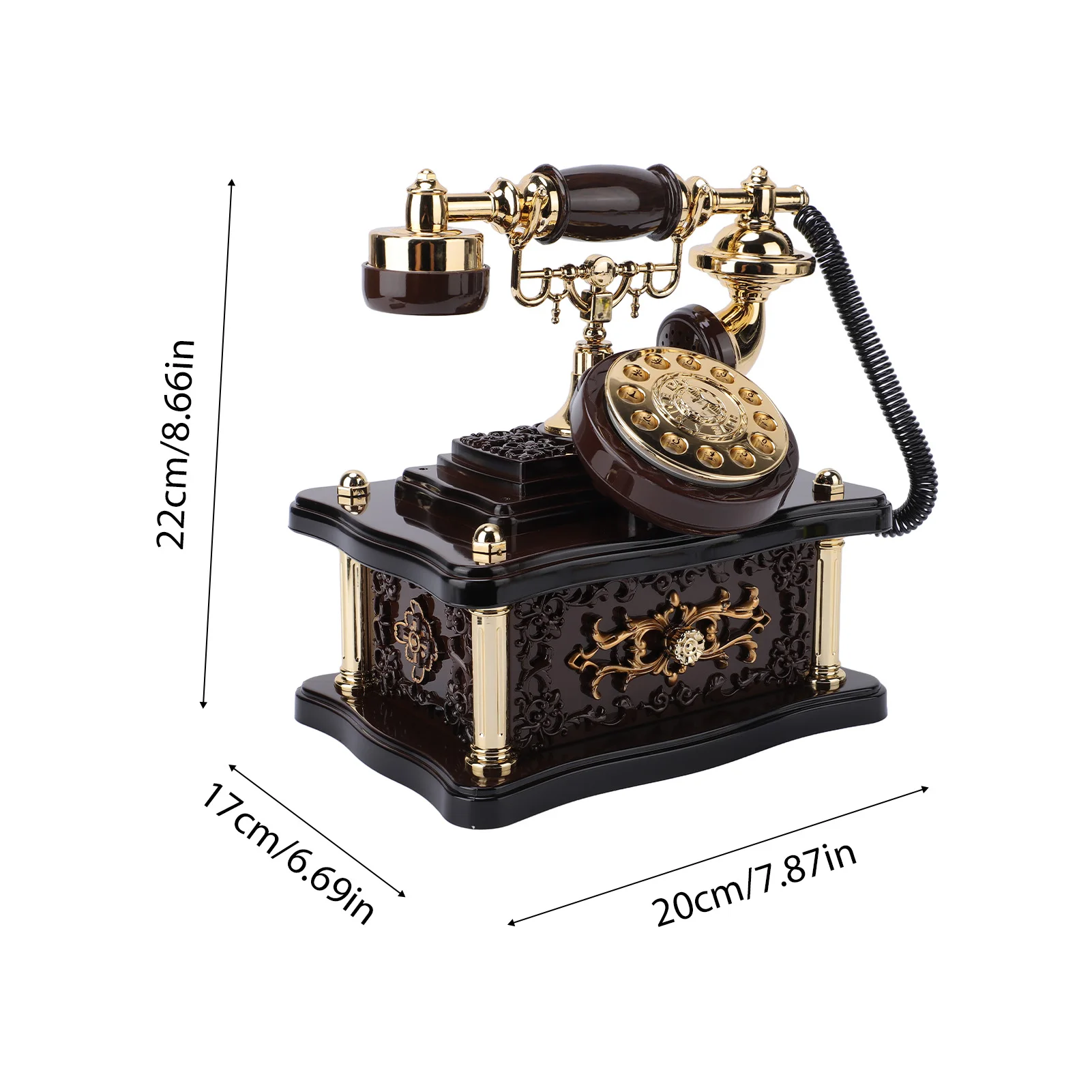 Music Box Wooden Musical Box Telephone Shape Vintage Nostalgic Old Music Box Ornaments for Birthday Holiday Gifts view 6