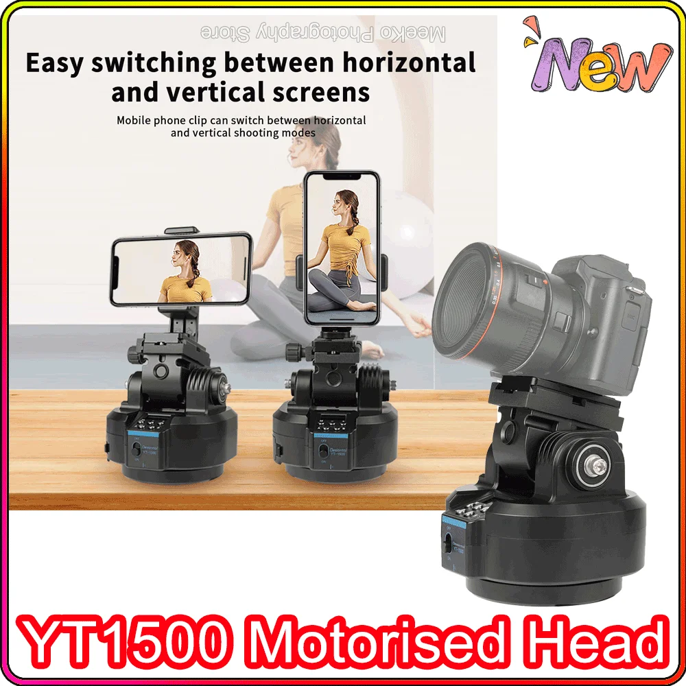 YT-1500 Auto Motorized Rotating Panoramic Head Remote Control Pan Tilt Video Tripod Head Stabilizer for Smartphone Cameras