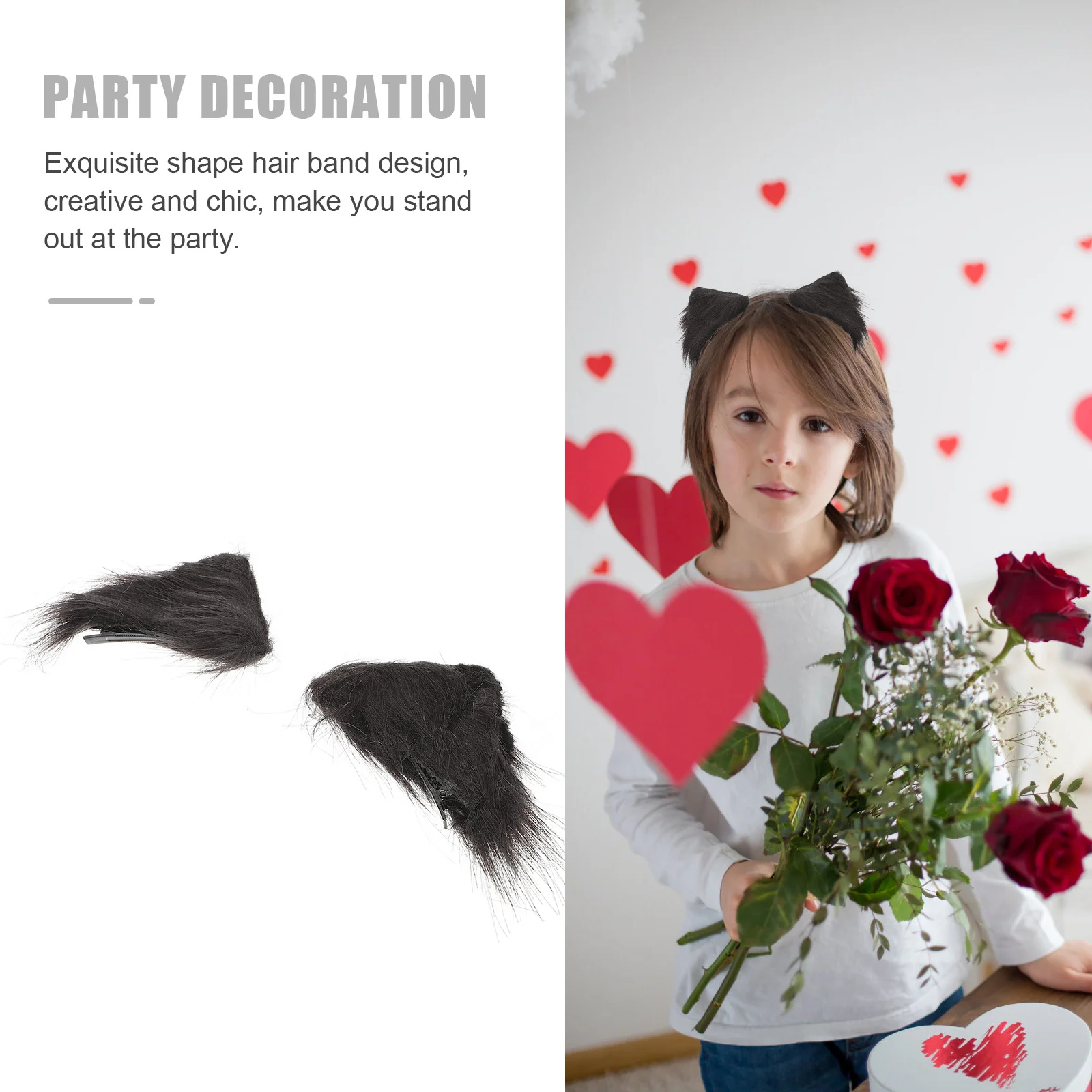 

1 Pair Cat Ears Clips Animal Ear Hair Clip For Girls Cosplay Halloween Party Stage Performance Lovely Soft Durable Design Hair