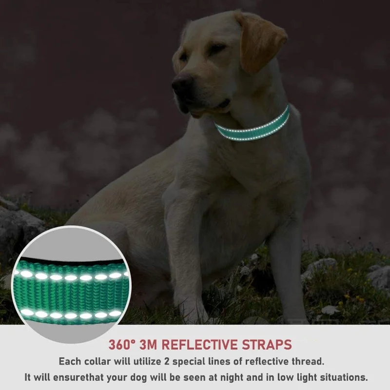 Dog Collar Reflective Strap With Safety Nylon Pet Collar Adjustable Pet Traction Rope Suitable For Small And Medium-Sized Pets