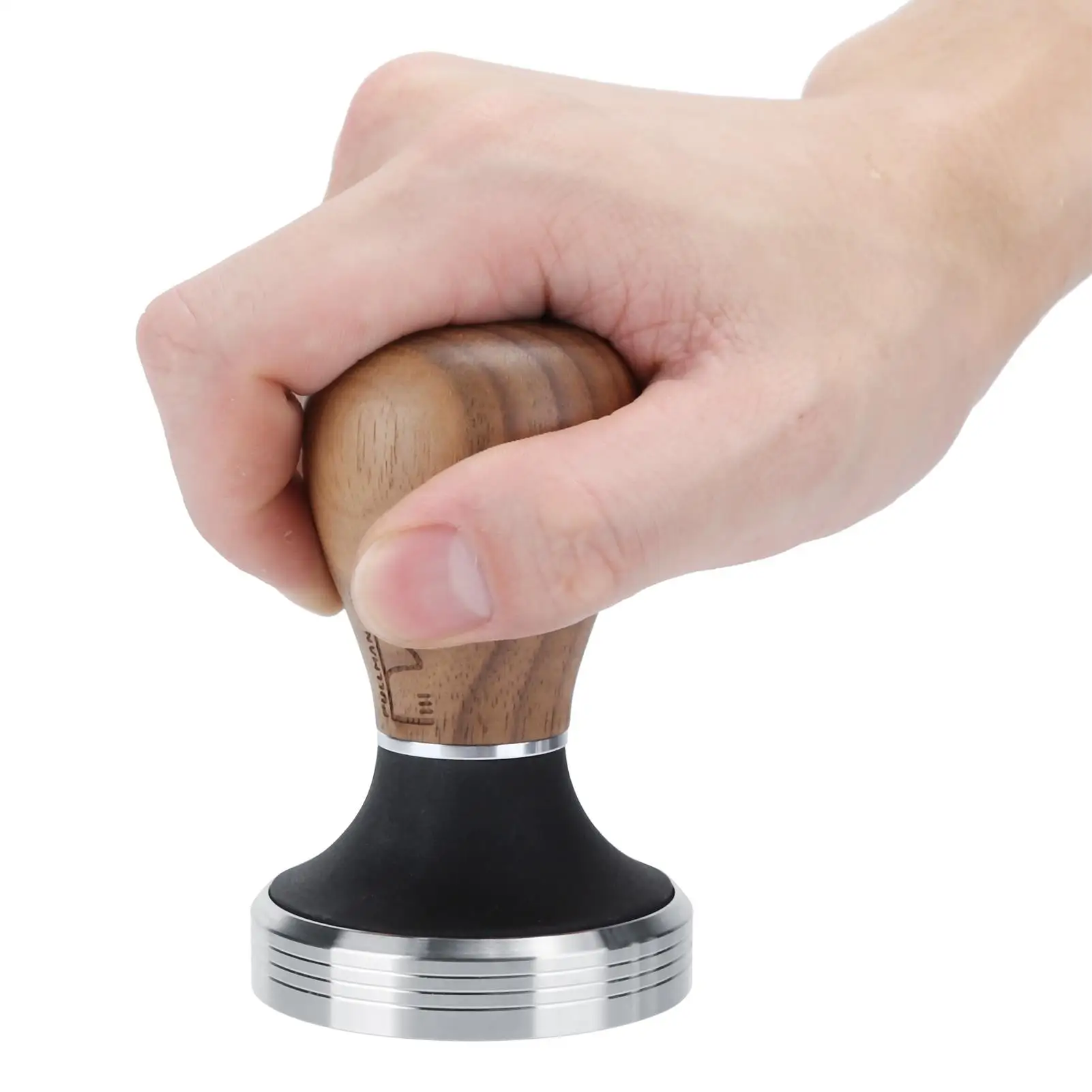 58mm Adjustable Stainless Steel Coffee Tamper with Wooden Handle - Premium Espresso Pressing Tool