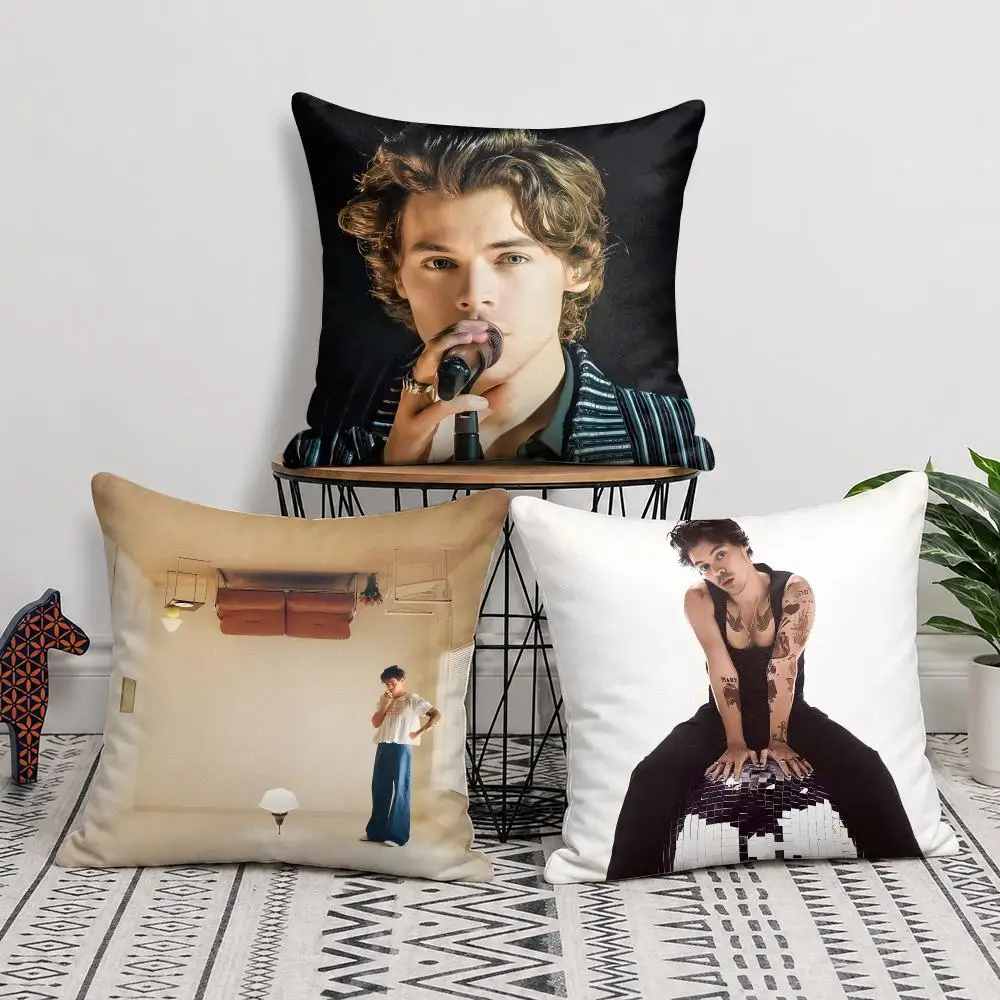 singer H-harry styles Cushion Cover Double-Sided Plush Sofa Cushion Covers Organic Breathable Invisible Zipper