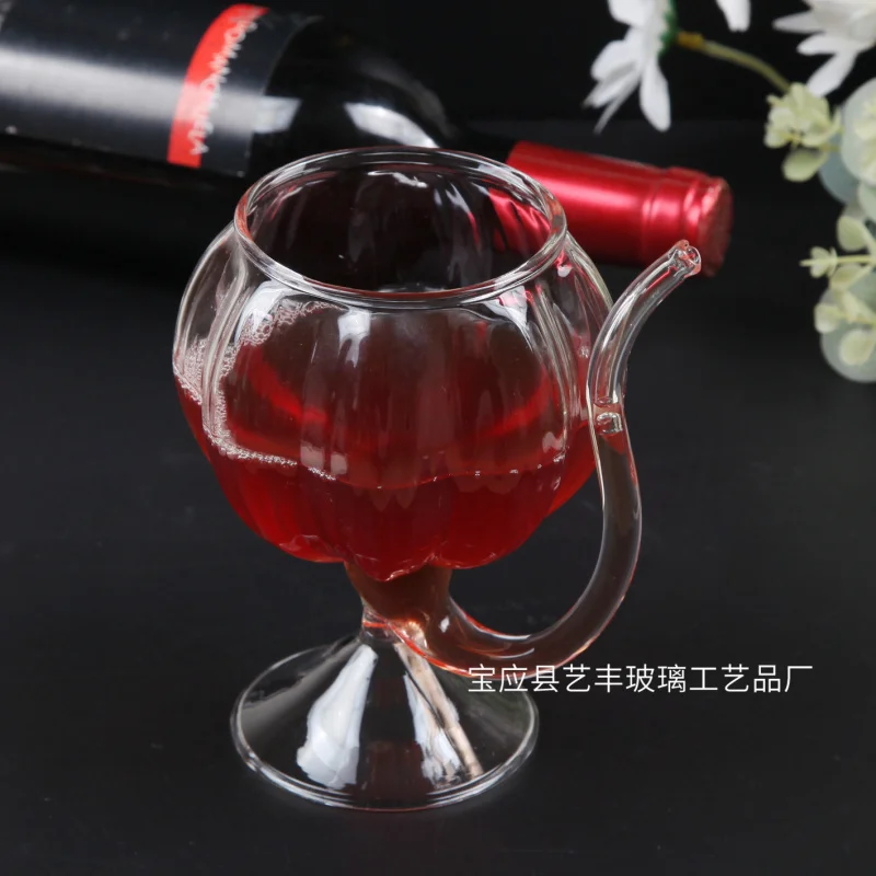 Creative Pumpkin Vampire Cup with Leaf Base Juice Cup Bar Cocktail Cup Molecular Wine Glass Connector Cup