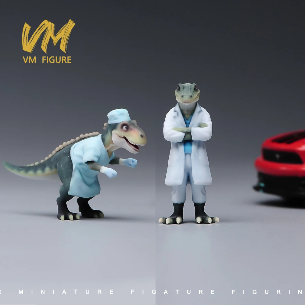 

3D-фигурки животных 1/64: Крокодил, Тираннозавр, Доктор. Модели игрушек для мини-сцен, реквизит для песочниц, декор для автомобилей и транспортных средств.