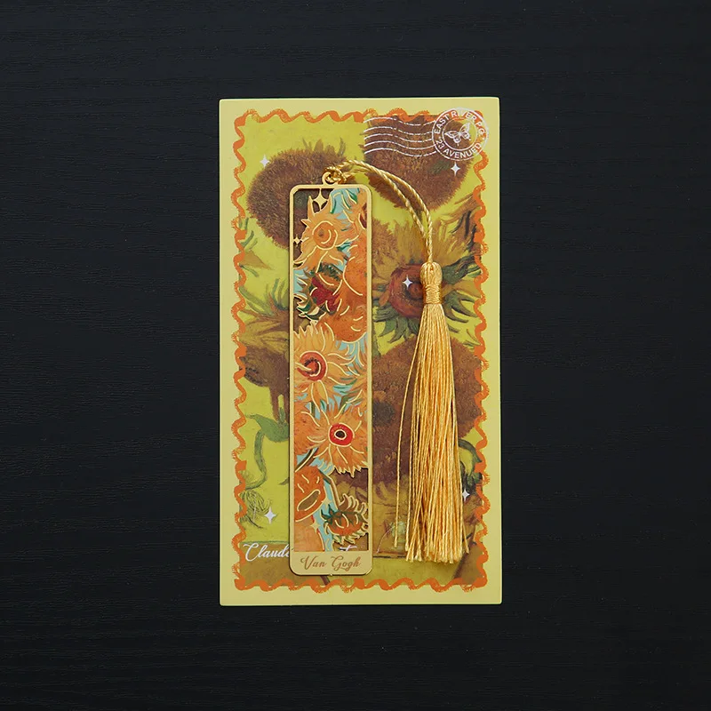 Oil Painting Metal Cutout Bookmark Cultural Creative Masterpiece Student Commemorative Gift Fringe Book Mark School Stationery