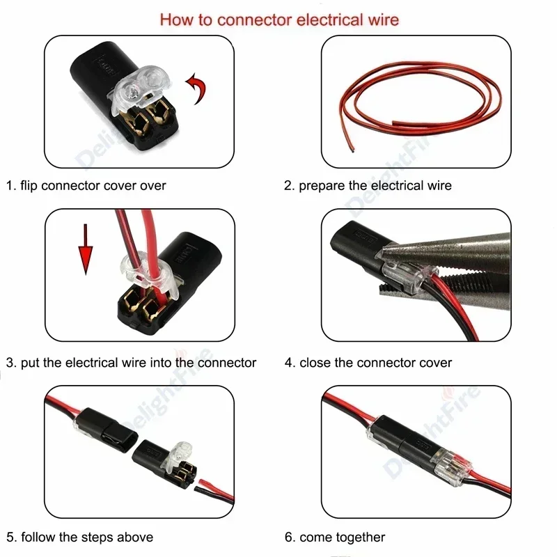 2pin Pluggable Wire Connector Quick Splice No Waterproof Electrical Cable Crimp Terminal for 22-18AWG Car LED Strip Auto Wiring