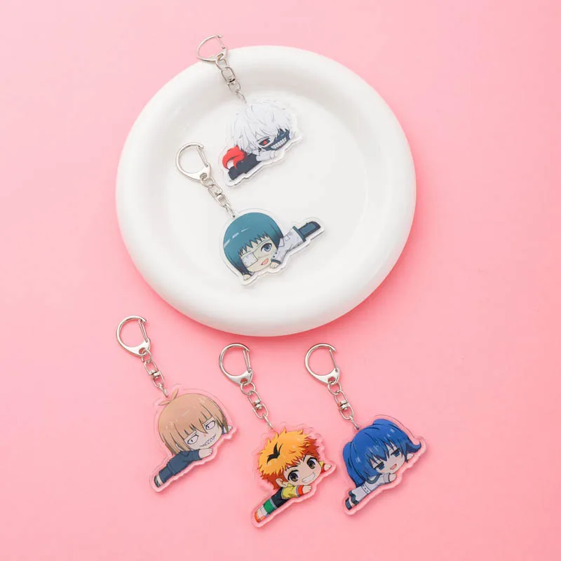 Anime Tokyo Ghoul Acrylic Keychain Accessaries Cartoon Funny Bag Pendant Cute Creative Bag Charm Car Keyring Friends Fans Gifts