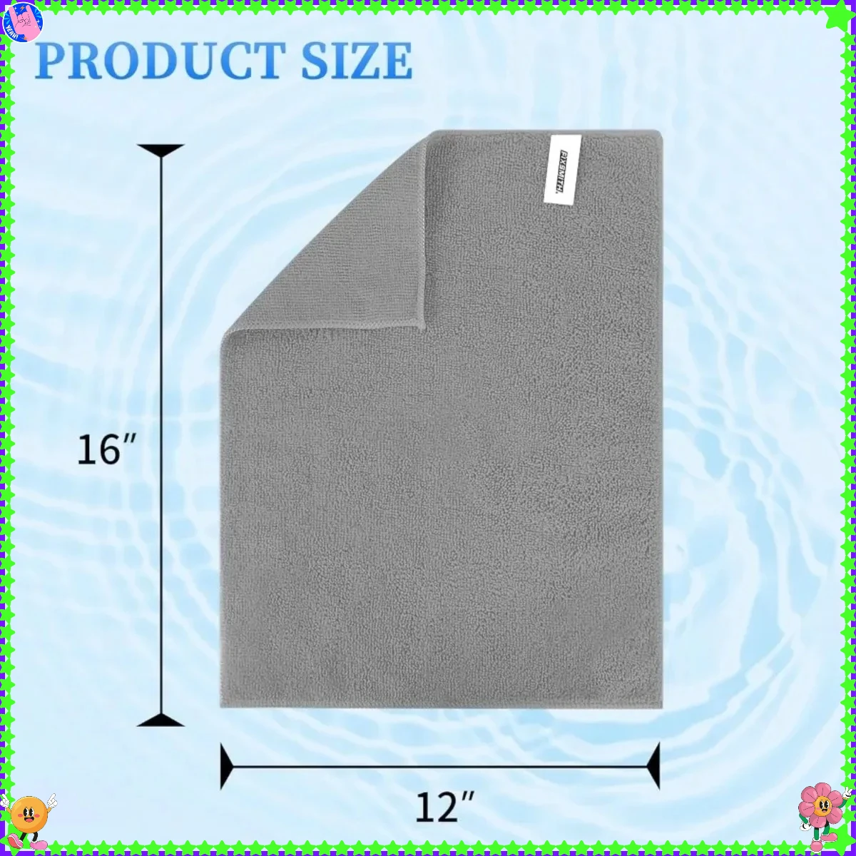 マイクロファイバークリーニングクロス - 8枚入り、12 x 16インチ、高吸収性、糸くずが出ない、拭き跡が残らないクリーニングクロス