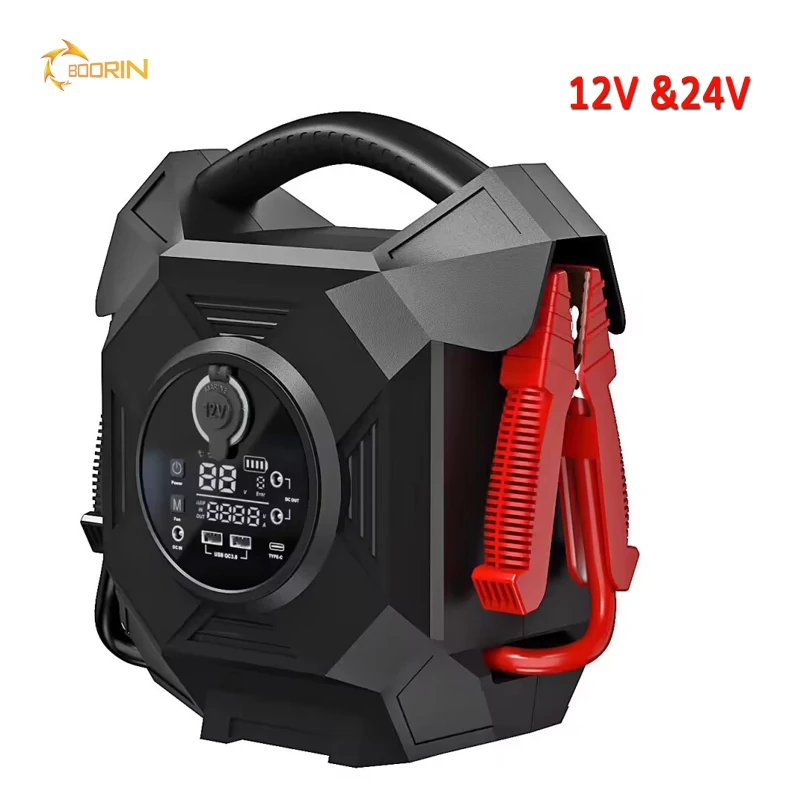 24v 12v Car Jump Starter Power Bank Large Capacity 236800maH 3000a 6000a Automatic Identification Switching With Air Compressor