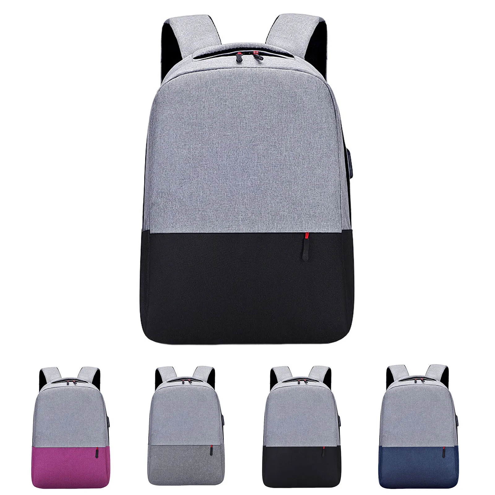 

Canvas Backpack Pattern Simple Solid Color Practical Zipper Large Capacity Computer Travel Purse Backpack Business School Bags