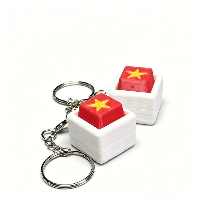 Keyboard Switch Fidget Toy Five-star Flag Keyboard Clicker Fidget Toy 3d Printed Decompression Button Keychain Portable Stress