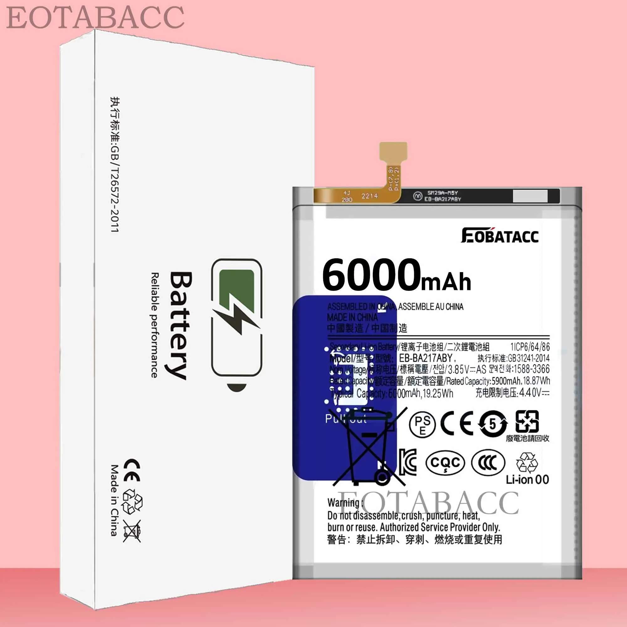 EOTABACC 100% New Original Battery EB-BA217ABY 6000mAh For Samsung A21S/A207/A217/A12/A125H/A127/A022F/M02/M12 Battery +Tools