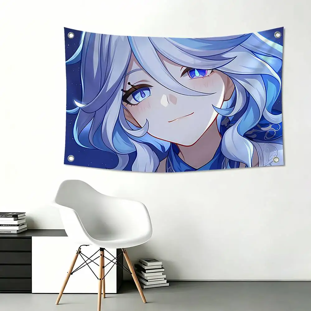 F-Furina Genshin Impact Flags Wall Hanging Tapestry Outdoor Garage Room Decorative flag Background Blanket 3