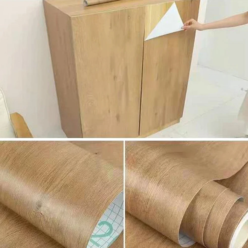 Wood Grain Decorable Films Vinyl Waterproof Wallpapers Self-adhesive Renovation Home Furnitures Wall Stickers for Wall in Rolls