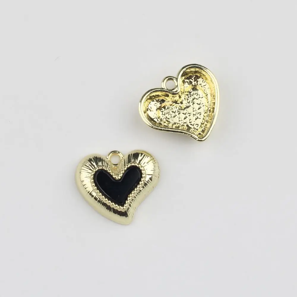 10Pcs/lot Simple Alloy Resin Heart Pendant DIY Jewelry Making Supplies for Bracelet Necklace
