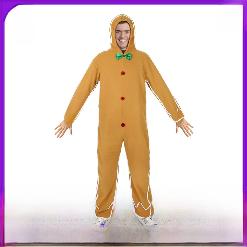 

New Cisas Gingerbread Man loween Adult Skeleton Knight Cosplay Jumpsuit Long Sve Long Pants Satin Fabric Other Mate...