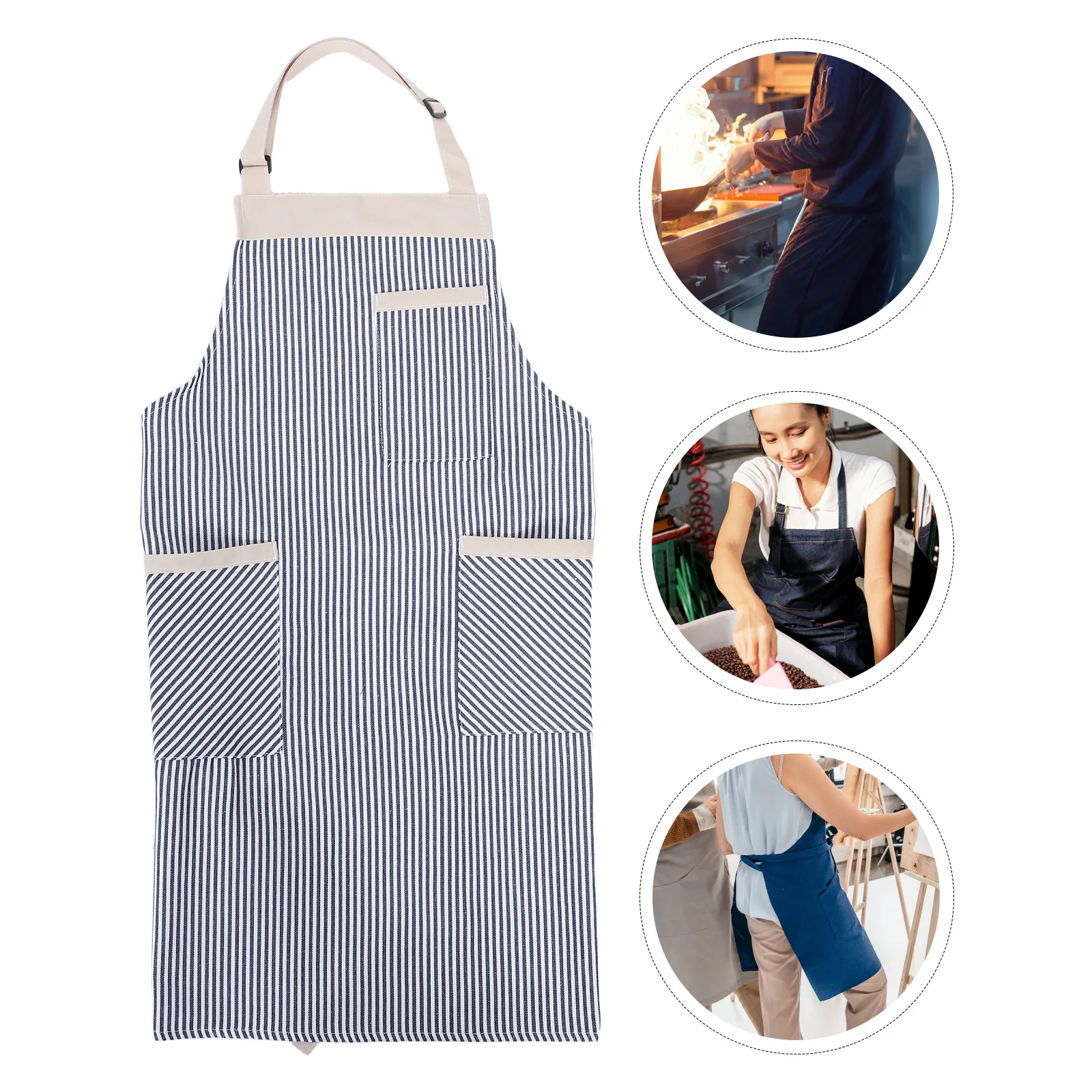 

2pcs Baking Apron For Women Men Chef Kitchen Cooking Bbq Baker Striped Oil Resistant Breathable Wrap Long Aprons Crafting