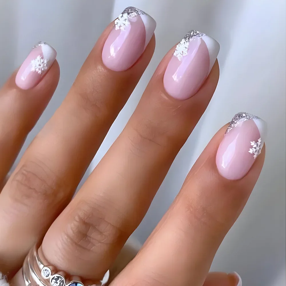 24Pcs French Fake Nails Press on Nails Pink False Nails Simplicity Full Cover Nail Tips Uñas Postizas Накладные Ногти 네일팁