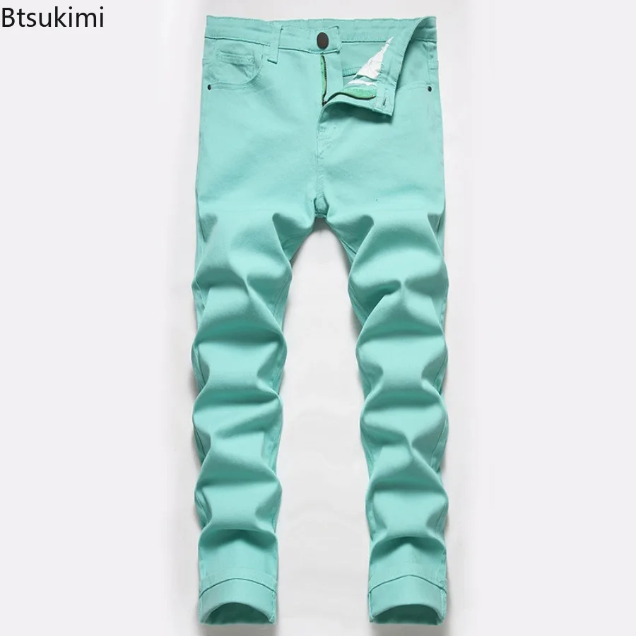 

Classic Men Jeans Fashion Solid All Match Stretch Denim Pants Hip Hop Streetwear Male Casual Slim Straight Trousers Spring New