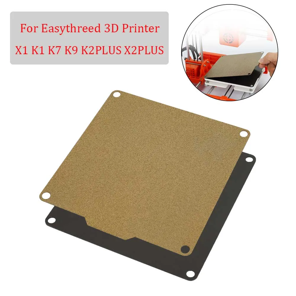 Hoja PEI de doble cara para impresora 3D Easythreed, placa de acero con resorte texturizado, segura y fácil de usar, 120x120mm, X1, K1, K7, K9,