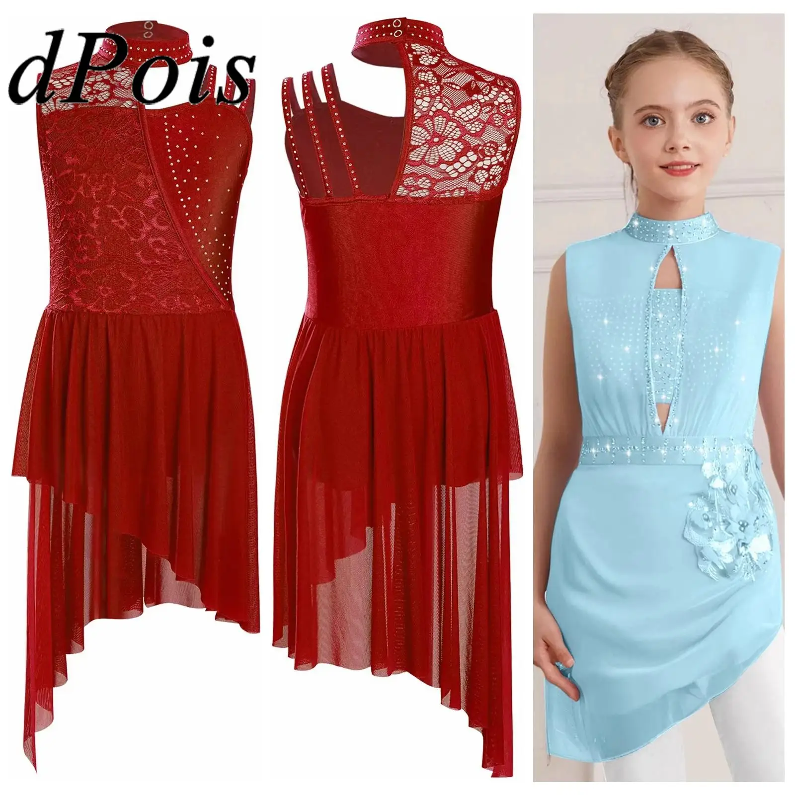 

Children Lyrical Dance Costume Ballet Leotard Figure Skating Dress for Girls Stage Kids Stage Performance Costume Dancewear