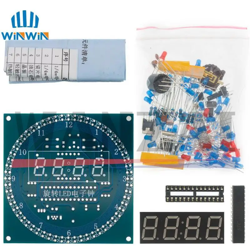 1PCS DIY Rotating Digital LED Display Module Alarm Electronic Clock Kit 51 SCM Learning Board 5V DS1302