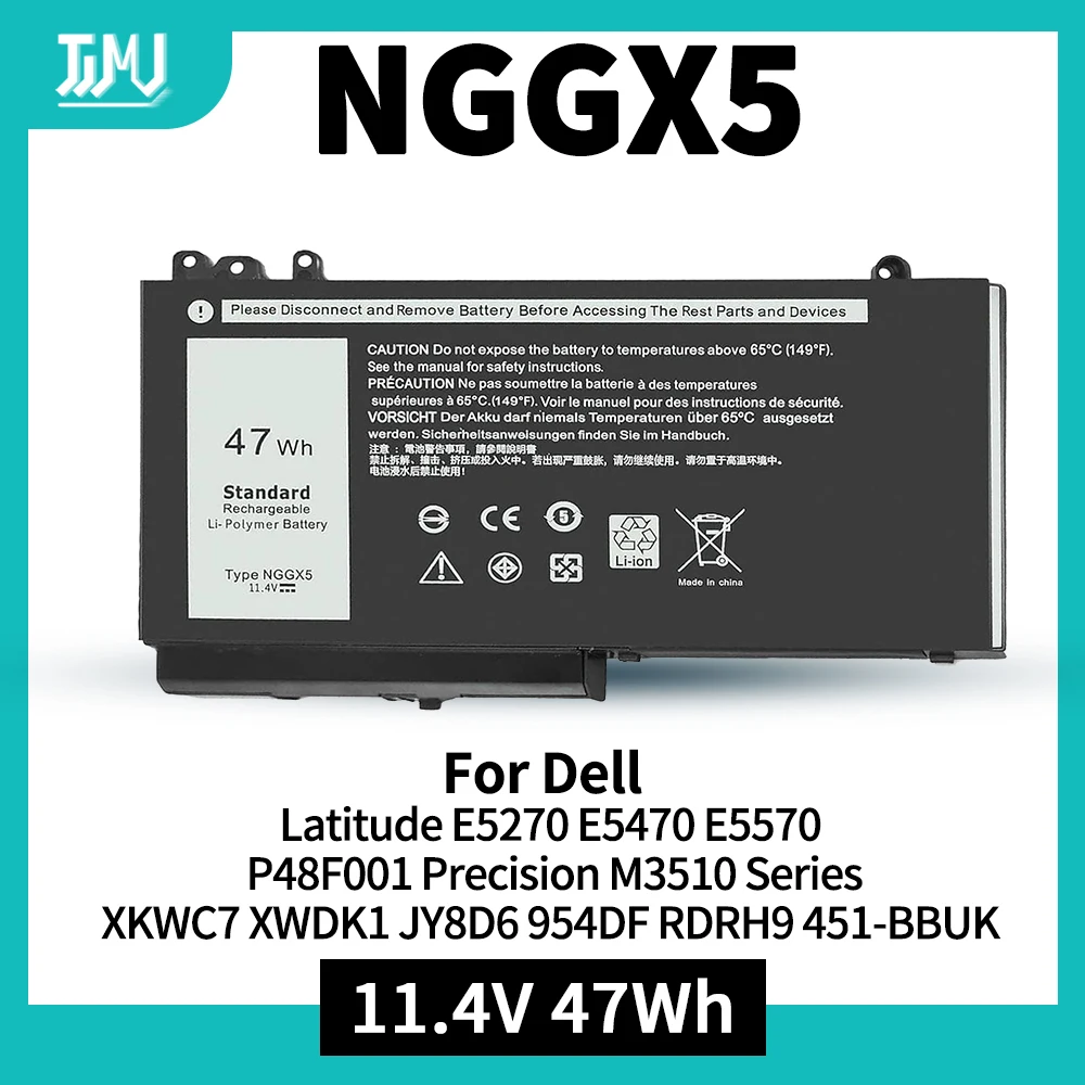 

Аккумулятор NGGX5 для ноутбука Dell Latitude E5270 E5470 E5570 P48F001 Precision M3510 Series XKWC7 XWDK1 JY8D6 954DF RDRH9 451-BBUK