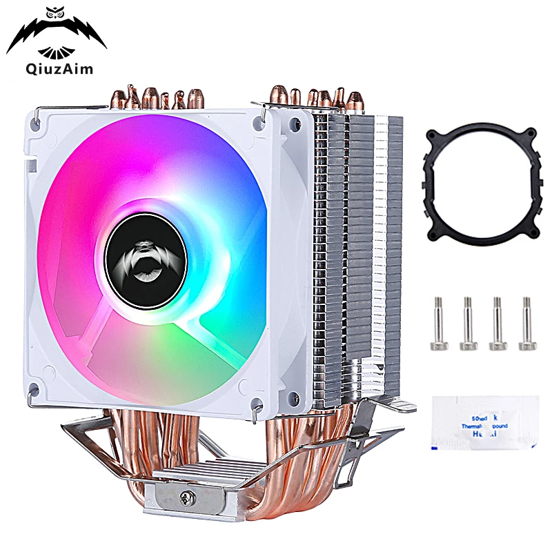 

QiuzAim Computer Cooling Fan X79 X99 AM4 AM5 CPU Air-Cooled Processor 6 Heat Pipe Installing LGA2011 2099 2066 AMD Color Lights