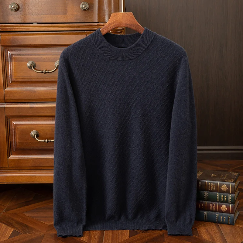 Pull en cachemire à col rond pour hommes, pull à manches longues, doux, chaud, tricots, vêtements décontractés intelligents, choix, automne, hiver, 100%