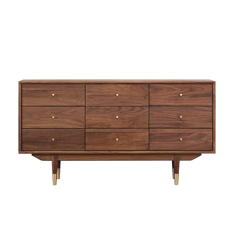 

Nordic simple black walnut nine chest cabinet solid wood storage side cabinet modern storage cabinet