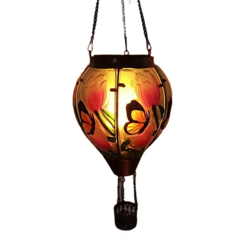 Hot Air Balloon Solar Lantern Hummingbird Butterfly Flickering Flame Solar Lantern Waterproof Decorative Light For Garden