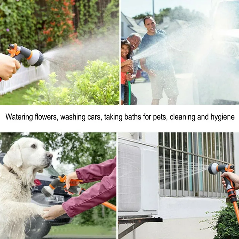 

Adjustable High-Pressure Water Gun Multi-Function 8 Spray Modes for Garden Lawn Irrigation Plant Care Home Garden Tool