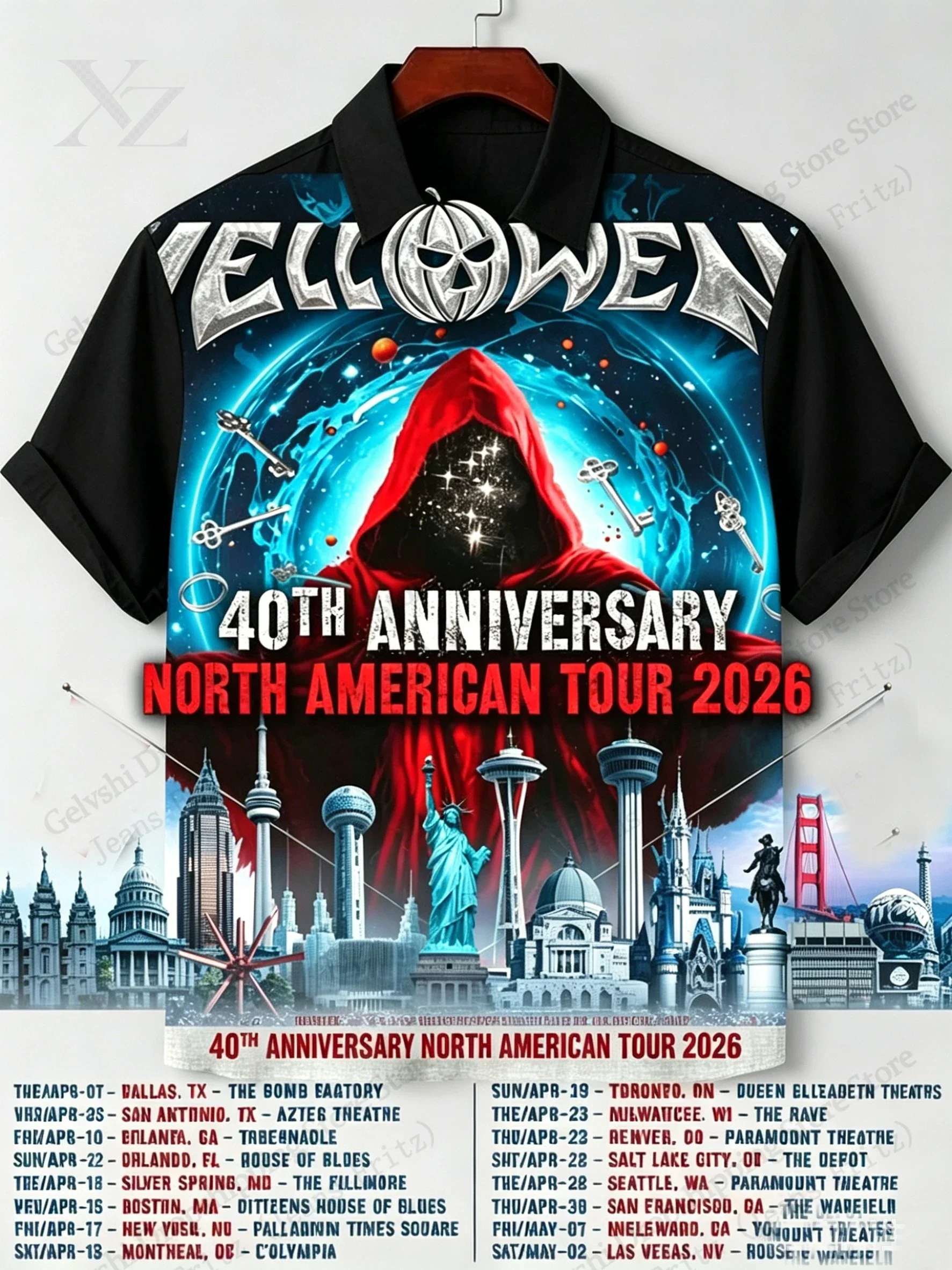 Helloween Band 40 Anniversary Tour 2026 3D Print Hawaiian Shirt Men Women Fashion Single-breasted Short Sleeve Shirt Rock Blouse