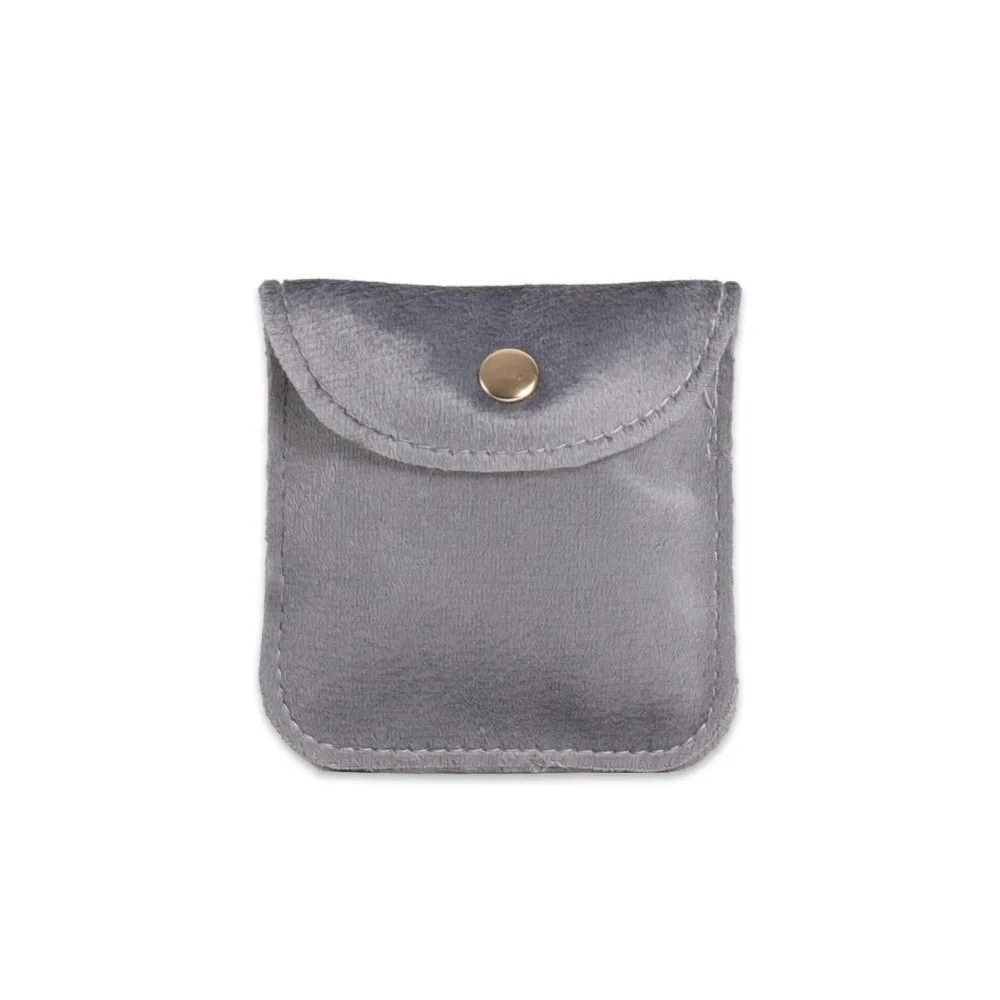 Soft Velvet Jewelry Pouch Snap Button Dust Protect Packaging Gift Bag Portable Envelope Style Storage Jewelry Organizer